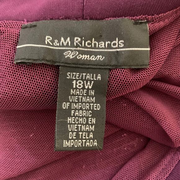 NEW R&M Richards Burgundy Wine Sequin Pant Suit Set Jacket Tank Pants Plus 18W - Picture 15 of 15
